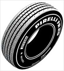 Ilustração técnica de pneu, para manual de atendimento ao cliente Pirelli