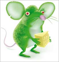 Ilustração de personagem ratinho em 3d.